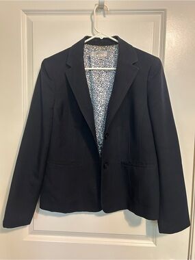 Kasper Women's Navy Blazer with Leopard-Print Lining